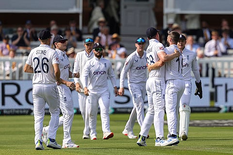 England vs  Sri Lanka 2nd Test Cricket Day 4: England's Chris Woakes celebrates after dismissing Sri Lanka's Prabath Jayasuriya